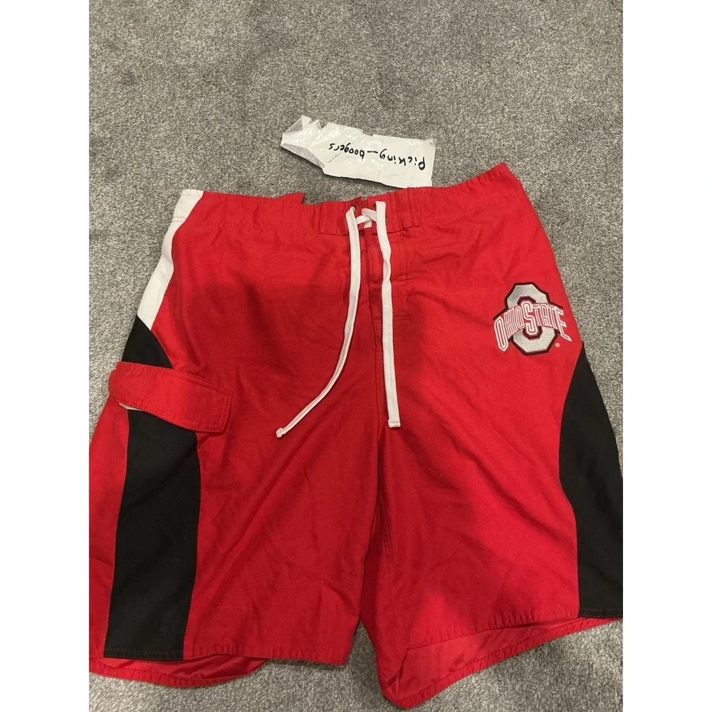 Vintage Ohio State Buckeyes Men's Large Y2K Board Shorts‎ Swim Trunks Collegiate